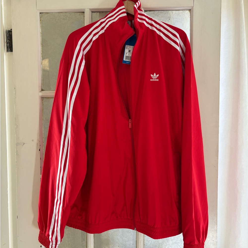 Adidas Bold Red Jacket with White Accents